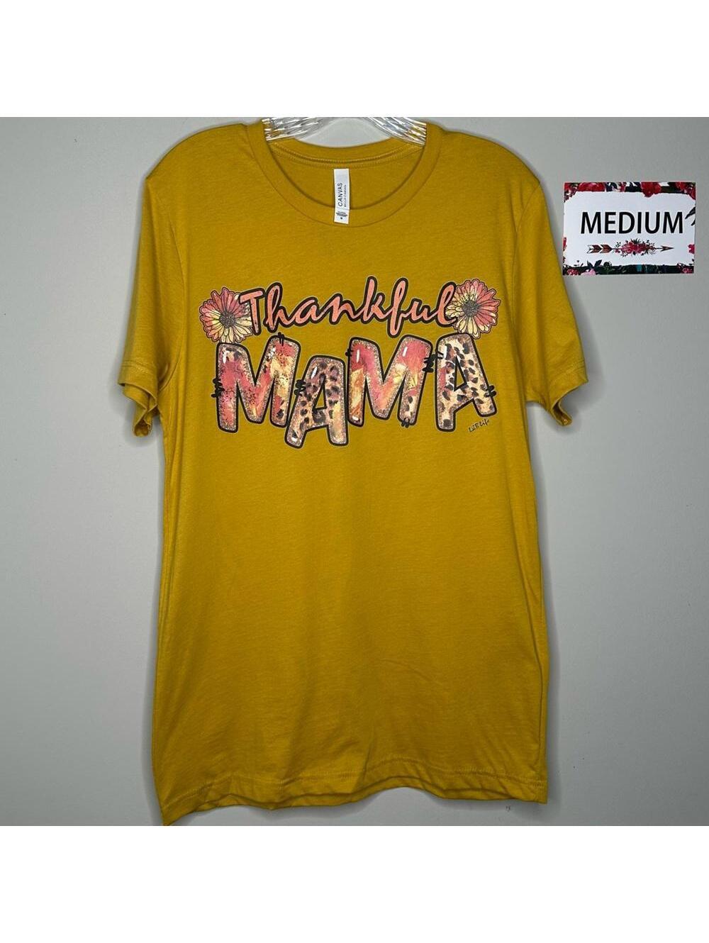 Thankful Mama Medium yellow tee Thanksgiving - L&B Life
